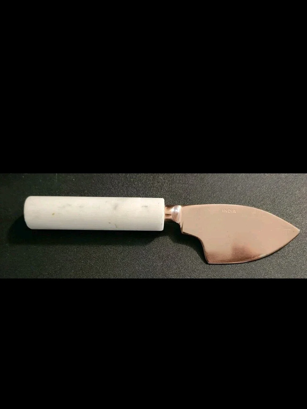 Gold Cheese Knife With Marble Handle (Has Small Crack) Made In India